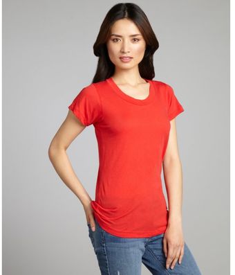 LNA Cherry Red Cotton Short Sleeve Scoop Neck Tshrit - Lyst