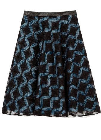 Rodarte Metallic Blue Jacquard Skirt - Lyst