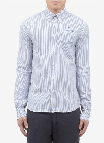 Scotch & Soda Cotton Linen Striped Shirt - Lyst