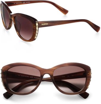 Valentino Metal Studded Oval Sunglasses - Lyst