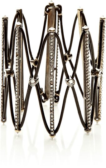 VBH Leather and Diamond Cuff Bracelet - Lyst
