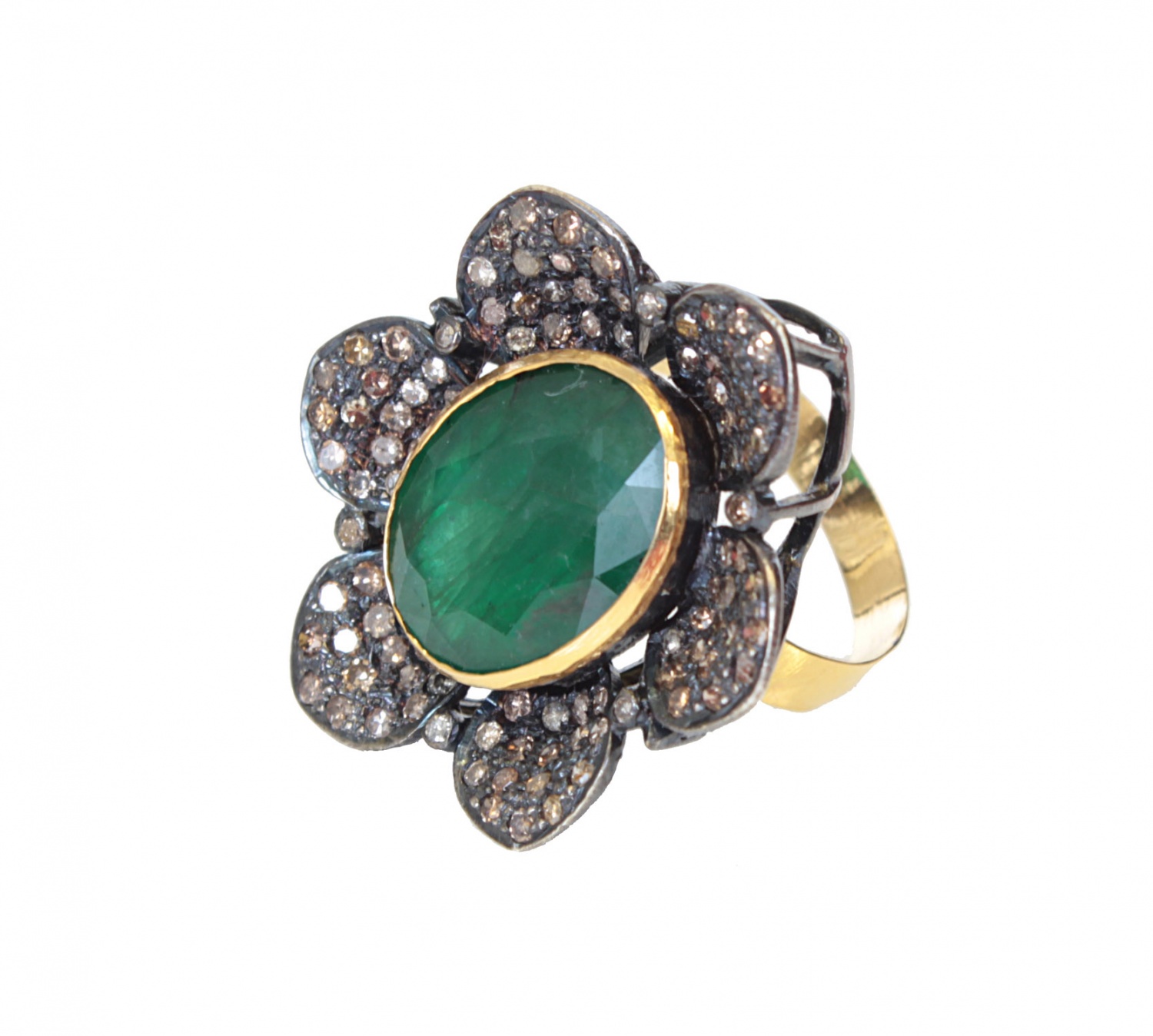 Caviar Dreams Jewelry Collection Emerald and Diamond Flower Ring in ...