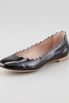 Chloé Scalloped Patent Leather Ballerina Flat - Lyst