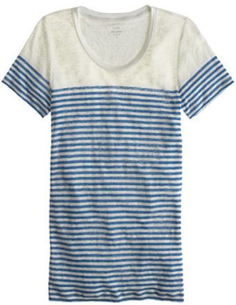 J.Crew Linen Engineeredstripe Tee - Lyst