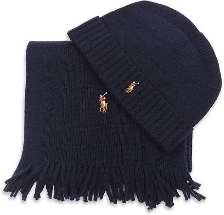 Polo Ralph Lauren Classic Scarf and Hat Set in Black for Men | Lyst