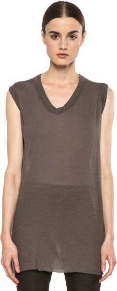 Rick Owens V- Neck Sleeveless Tee  - Lyst