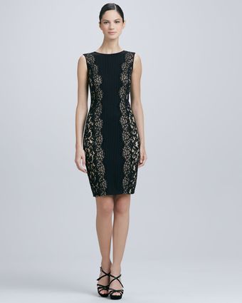 Tadashi Shoji Sleeveless Lace Panel Cocktail Dress - Lyst