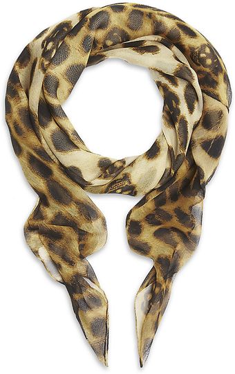 Alexander McQueen Leopard Silk Chiffon Small Scarf - Lyst