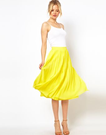 Asos Midi Skirt with Pleats - Lyst