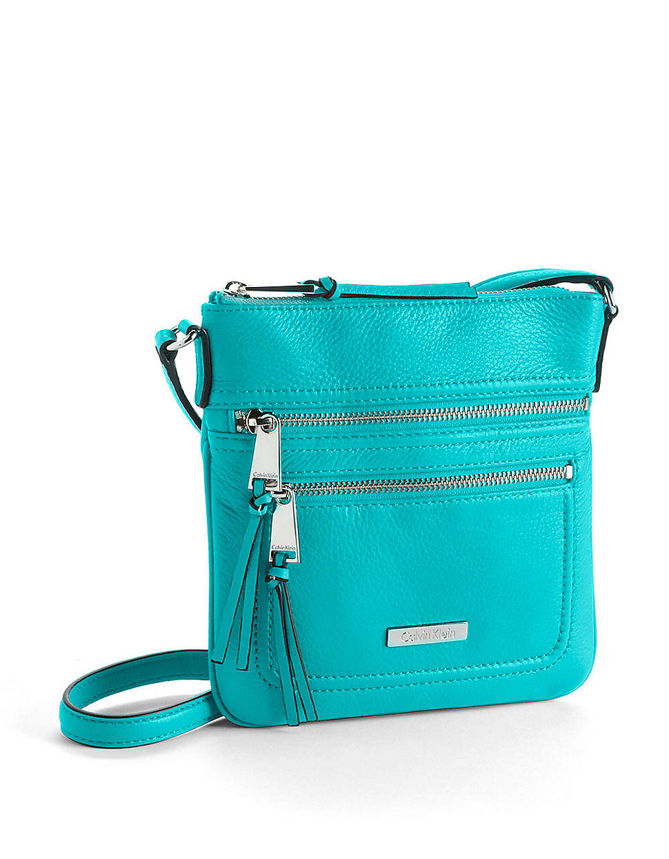 Calvin Klein Pebbled Leather Crossbody Bag in Blue (turquoise)