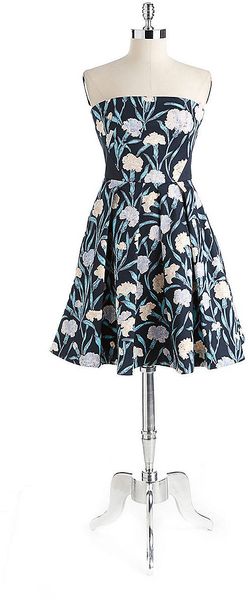 French Connection Strapless Floral Dress - Lyst