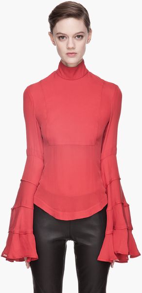 Gareth Pugh Red Layered Silk Flamenco Blouse - Lyst