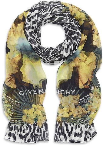 Givenchy Iris and Leopard Print Scarf - Lyst