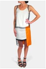 Helmut Lang Chroma Drape Blocked Dress in Sunburn and Black
