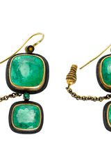 Judy Geib Colombian Emerald Large Double Drop Earrings