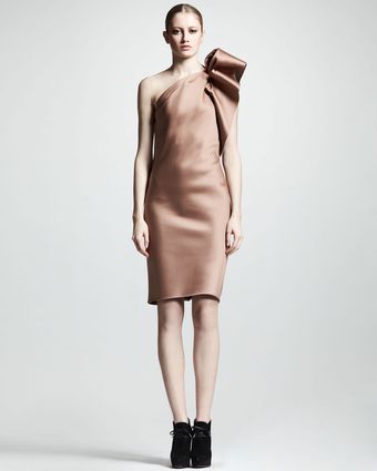 Lanvin Oneshoulder Duchess Satin Dress - Lyst