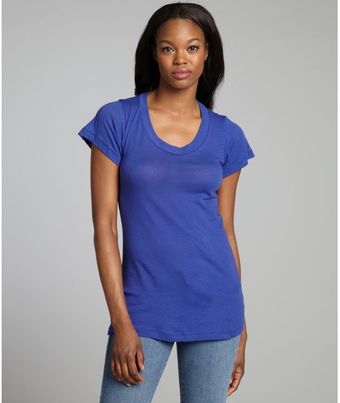 LNA Royal Blue Cotton Short Sleeve Scoop Neck Tshirt - Lyst