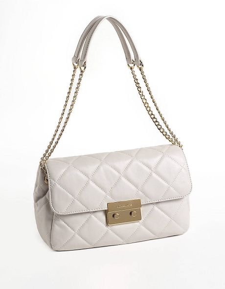 Michael Michael Kors Sloan Large Quilted Leather Shoulder Bag in White ...