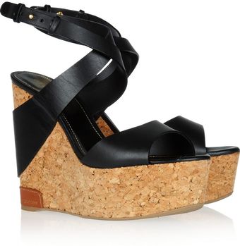 Sergio Rossi Leather and Corkwedge Sandals - Lyst