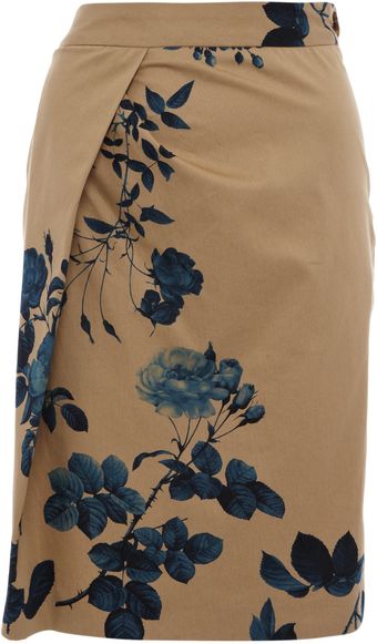 Vivienne Westwood Anglomania Beige Justice Drape Floral Print Skirt - Lyst