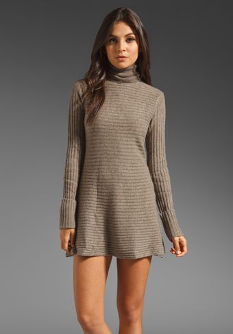 Autumn Cashmere Flared Rib Dress in Taupe - Lyst