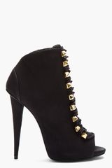 Giuseppe Zanotti Matte Black Leather Goldstudded Alien Boots