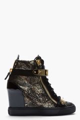Giuseppe Zanotti Gold Snakeskin Loren Z75 Wedge Sneaker