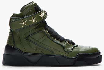 Givenchy Green Leather Staremb Ellished High Top Sneakers - Lyst