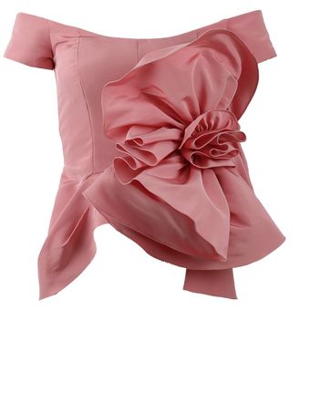 Oscar de la Renta Off Shoulder Rosette Blouse - Lyst