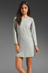 Rebecca Taylor Wool Piped Dress in Light Gray
