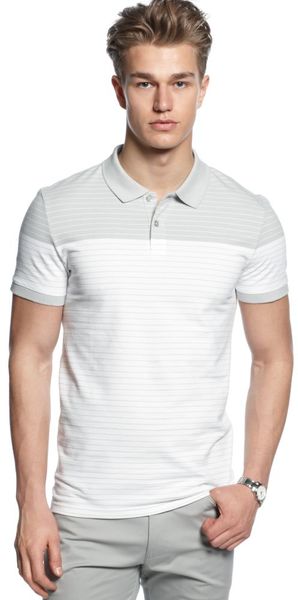 Calvin Klein Color Blocked Stripe Pique Polo Shirt - Lyst