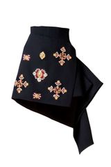 Fausto Puglisi Edinburgh Embroidered Wool Crepe Skirt