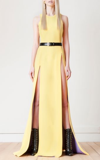 Fausto Puglisi Wool Crepe Long Dress - Lyst