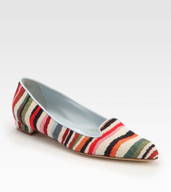 Manolo Blahnik Sharif Striped Linen Smoking Slippers - Lyst
