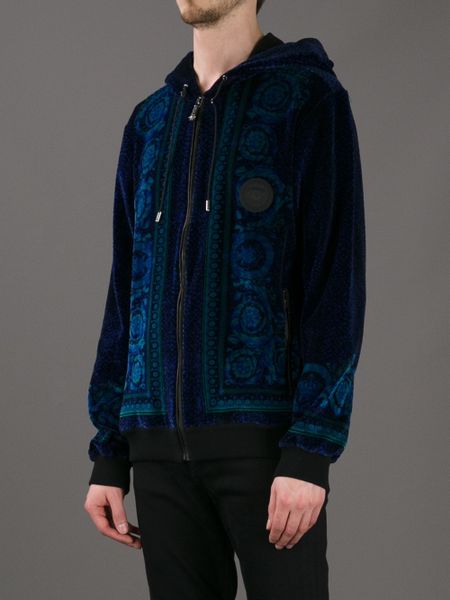 blue velour hoodie