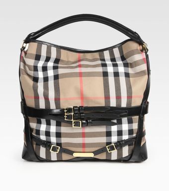 Burberry Large Check Hobo - Lyst