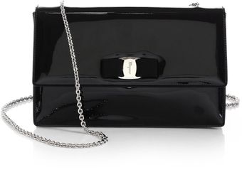 Ferragamo Vara Ginny Piuma Patent Leather Bow Bag - Lyst