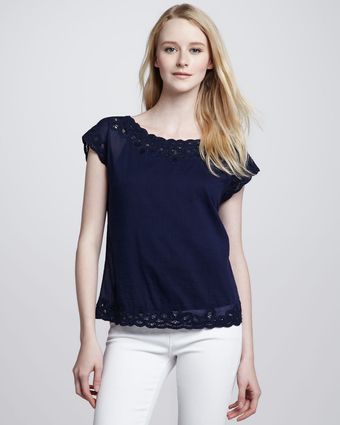 Joie Blemar Eyelettrim Blouse - Lyst