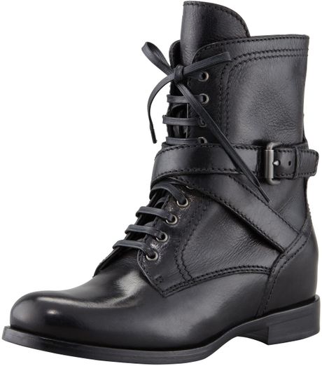 black wedge combat boots