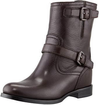Prada Doublebuckle Hidden Wedge Ankle Boot Dark Brown - Lyst