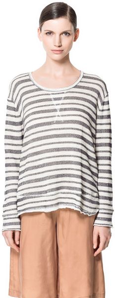 Zara Grunge Striped Tshirt - Lyst
