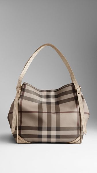 Burberry Small Smoked Check Saddlestitch Tote Bag - Lyst