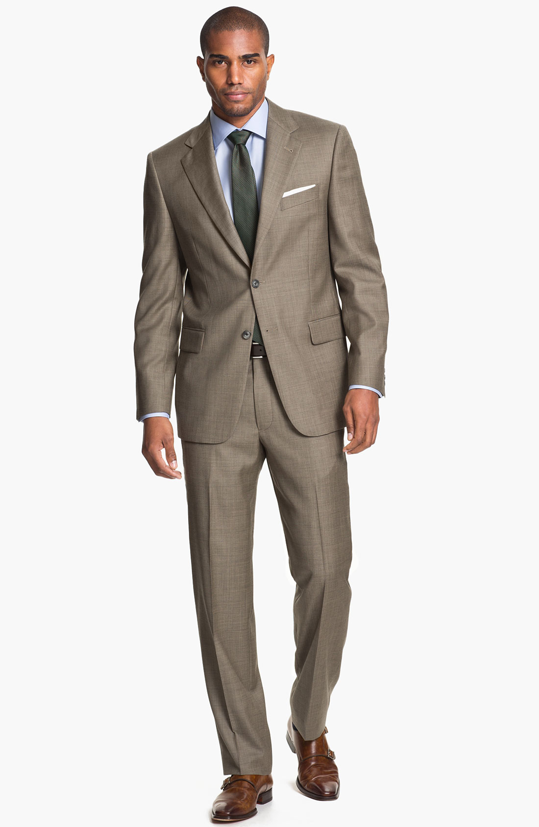 Joseph Abboud Signature Silver Wool Suit In Brown For Men (tan) 