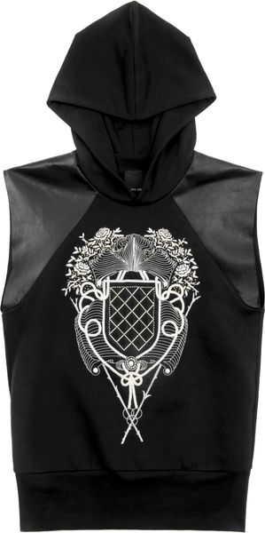 Josh Goot Black Track Raglan Hooded Sweatshirt - Lyst