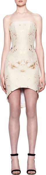 Josh Goot Gold Marble Jacquard White New Evening Strapless Dress - Lyst