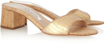 Oscar de la Renta Audia Metallic Elaphe Mules - Lyst