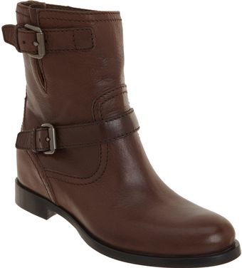 Prada Wedge Moto Ankle Boot - Lyst