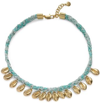 Tory Burch Puka Shell Woven Charm Short Necklace - Lyst
