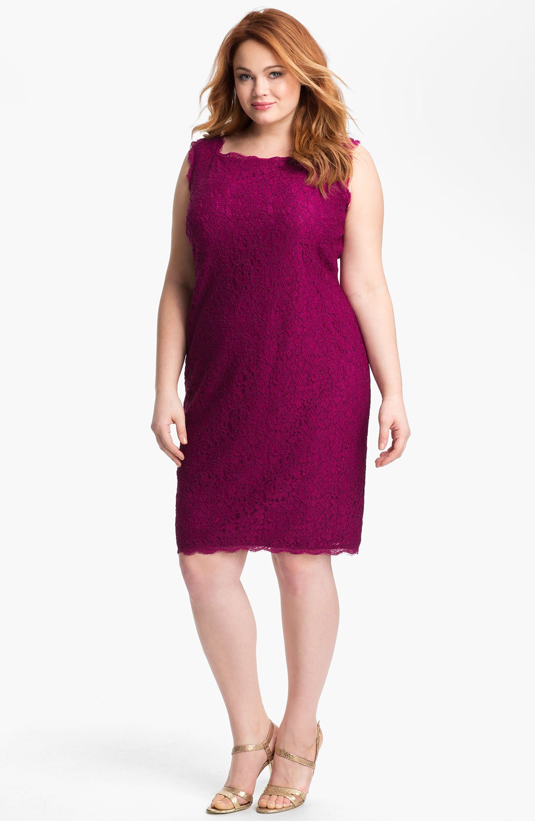 Adrianna Papell Sleeveless Lace Sheath Dress Plus Size In Purple Crushed Berry Lyst