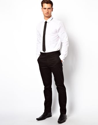 Asos Skinny Fit Smart Trousers in Cotton Sateen - Lyst